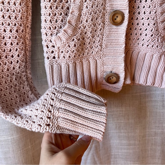 Abercrombie and Fitch | Loose knit baby pink wooden button sweater Women Medium - Picture 3 of 7